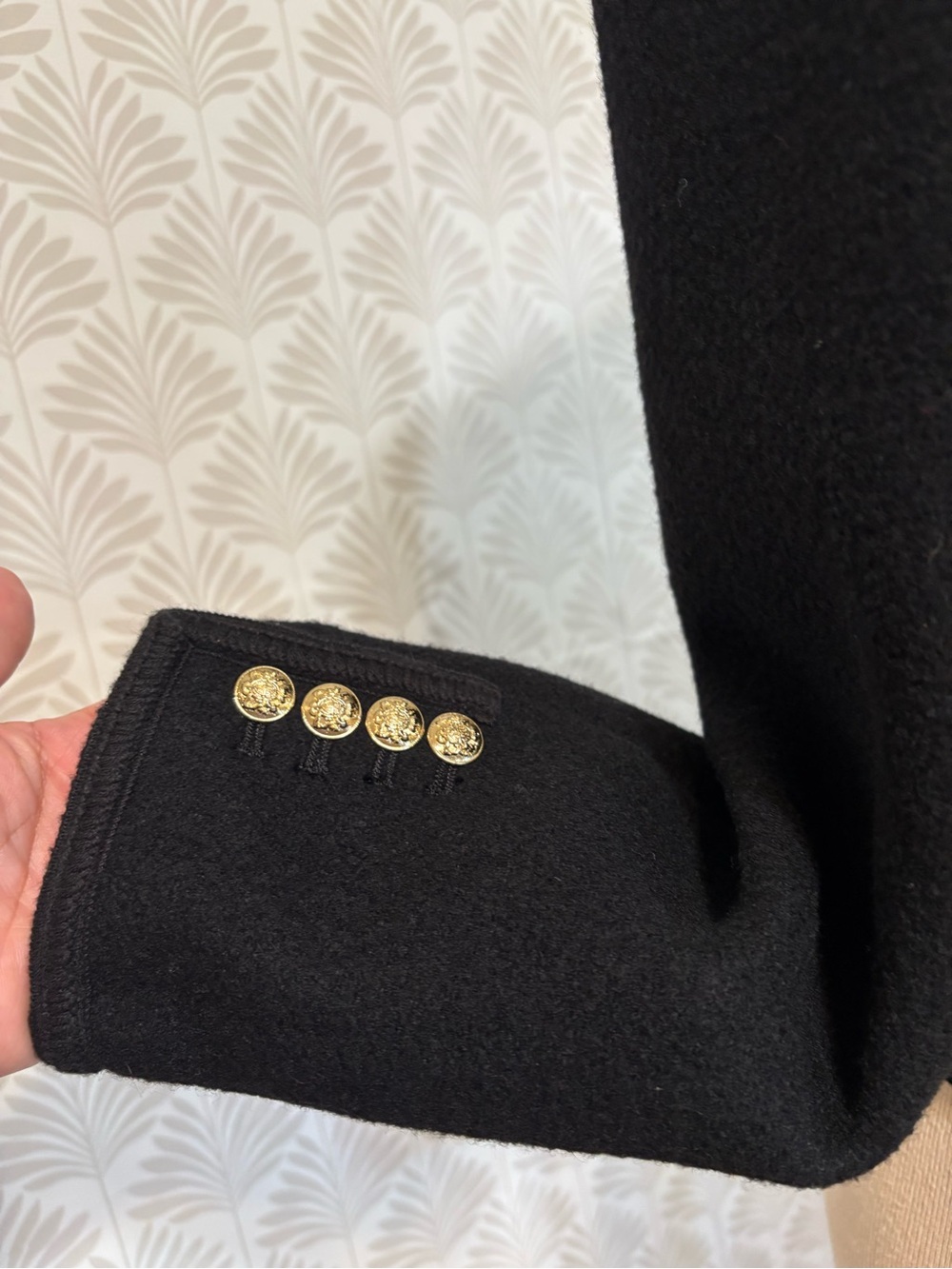 Dunst Black Bouclé Gold Button Wool Blazer Jacket - Picture 4 of 8